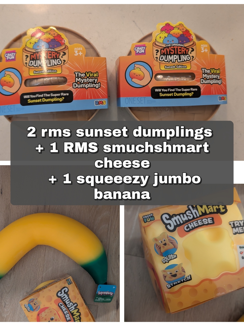 Bundle Total 4, All NWT (Viral Sunset Edition Dumpling, Jumbo Banana And Cheese)